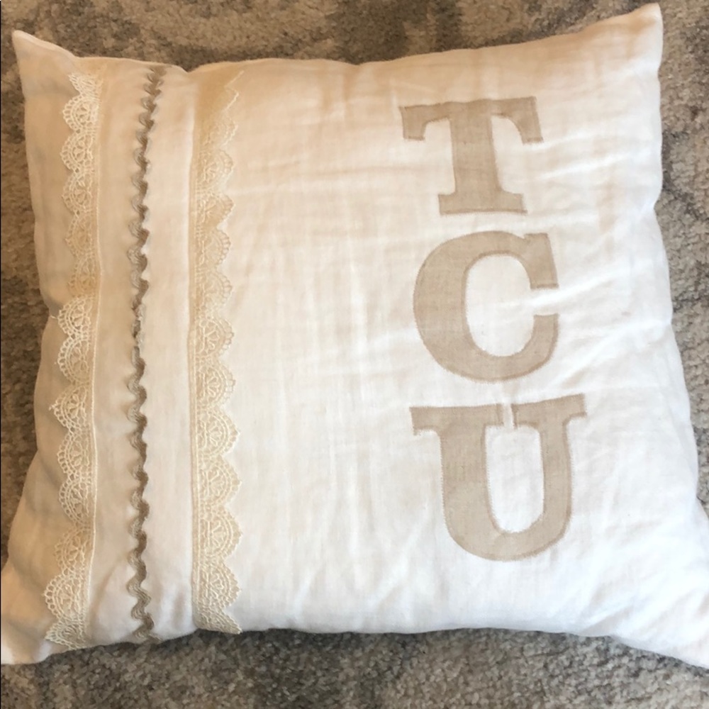 White TCU pillow custom made